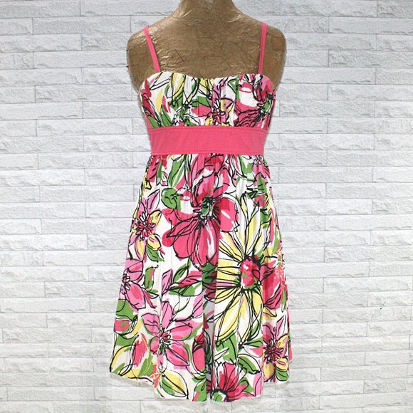 MY MICHELLE Dress Floral Pleated Casual Sundress Pink Green Juniors 11 - Picture 1 of 12